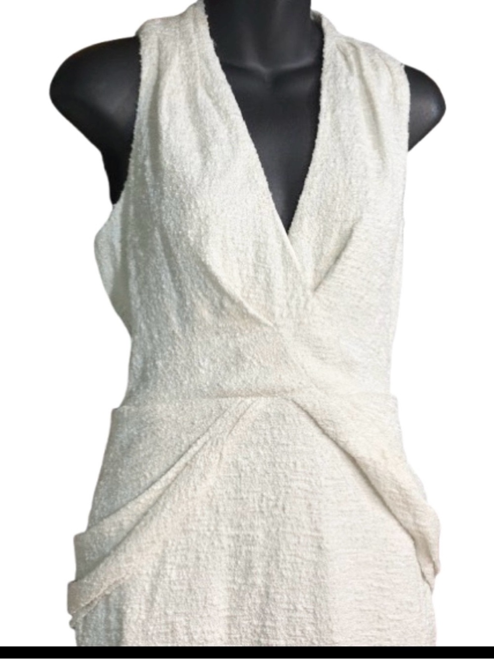 Badgley Mischka Bridal Twist Front Cocktail Dress nubby knit texture size 6 - Picture 4 of 10